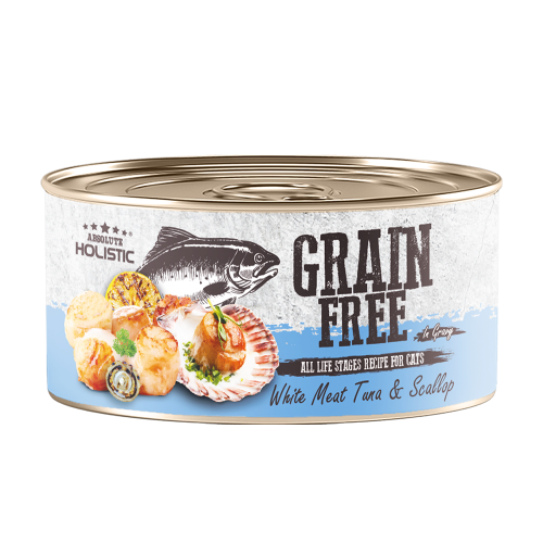 Absolute Holistic 80g Grain Free ((White Meat Tuna & Scallop)) 無穀物肉汁 貓罐頭 白肉吞拿魚+帶子 80克 (AH4396)